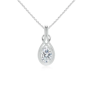 Angara Lab-grown Oval Diamond Solitaire Infinity Knot Pendant In Metallic