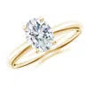 Angara Lab-grown Oval Diamond Solitaire Knife-edge Shank Engagement Ring In Yellow Gold/f-g