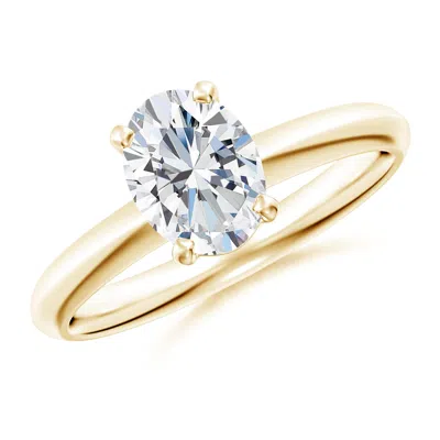 Angara Lab-grown Oval Diamond Solitaire Knife-edge Shank Engagement Ring In Gold