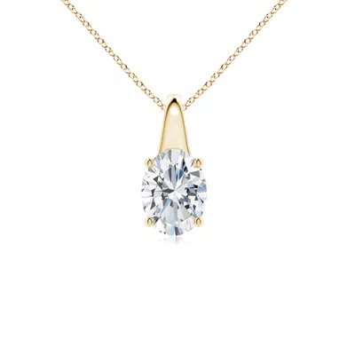 Angara Lab-grown Oval Diamond Solitaire Pendant In Metallic