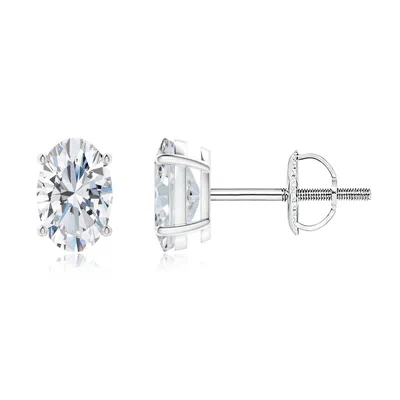 Angara Lab-grown Oval Diamond Solitaire Stud Earrings In Metallic