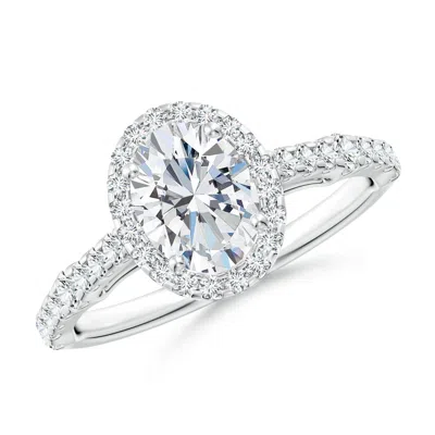 Angara Lab-grown Oval Diamond Station Halo Engagement Ring In Metallic