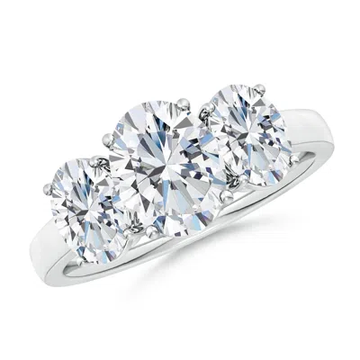 Angara Lab-grown Oval Diamond Three Stone Classic Engagement Ring In Metallic