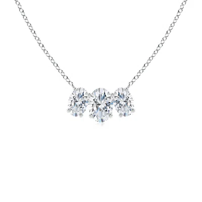 Angara Lab-grown Oval Diamond Three Stone Pendant In Metallic