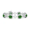 Angara Lab-grown Oval Emerald Halo Open Circle Link Bracelet In White Gold/rich Green