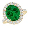Angara Lab-grown Oval Emerald Halo Ring With Diamond Accents In Yellow Gold/rich Green