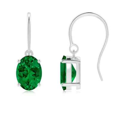 Angara Lab-grown Oval Emerald Solitaire Drop Earrings In Green