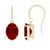 Angara Lab-grown Oval Ruby Solitaire Drop Earrings In Yellow Gold/deep Rich Red