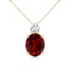 Angara Lab-grown Oval Ruby Solitaire Pendant With Lab Diamond In Yellow Gold/deep Rich Red