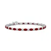 Angara Lab-grown Oval Ruby Tennis Bracelet With Gypsy Diamonds In White Gold/deep Rich Red