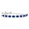 Angara Lab-grown Oval Sapphire Bolo Bracelet With Diamond Halo In White Gold/deep Rich Blue