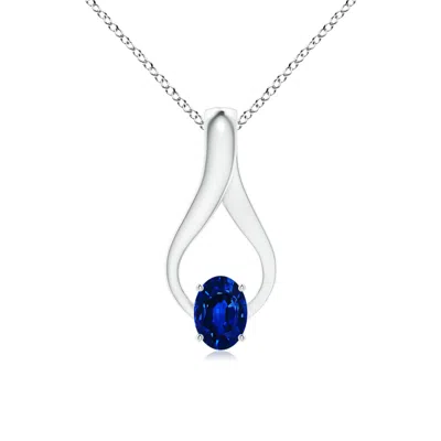 Angara Lab-grown Oval Sapphire Wishbone Pendant In Gray