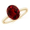 Angara Lab-grown Oval Solitaire Ruby Cocktail Ring In Yellow Gold/deep Rich Red