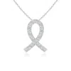 Angara Lab-grown Pave-set Diamond Awareness Ribbon Pendant In White Gold/f-g