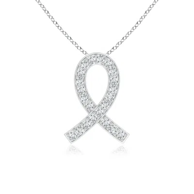 Angara Lab-grown Pave-set Diamond Awareness Ribbon Pendant In Metallic