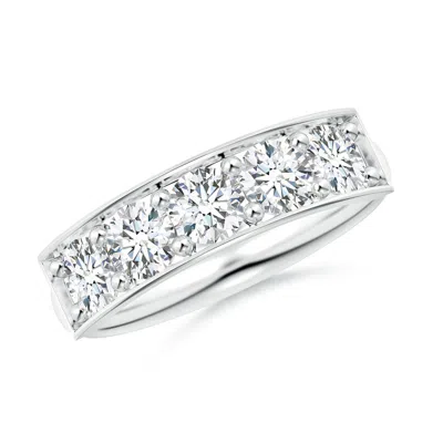 Angara Lab-grown Pave Set Diamond Bar Ring With Milgrain In Metallic