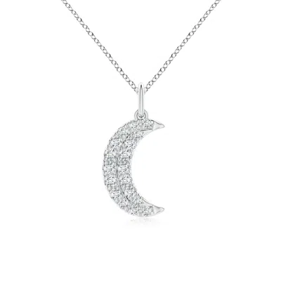 Angara Lab-grown Pave-set Diamond Crescent Moon Pendant In Metallic