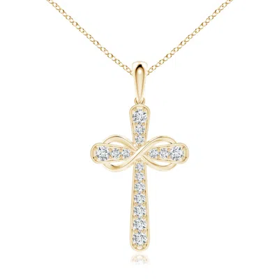 Angara Lab-grown Pave-set Diamond Cross And Sideways Infinity Pendant In Gold
