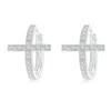 Angara Lab-grown Pave-set Diamond Cross Hoop Earrings In White Gold/f-g
