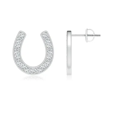Angara Lab-grown Pave-set Diamond Horseshoe Stud Earrings In Metallic