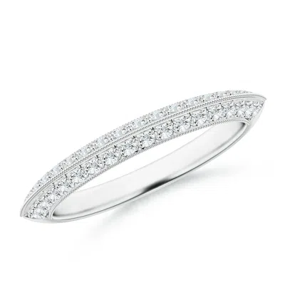 Angara Lab-grown Pave-set Diamond Knife Edge Wedding Ring For Women In Metallic