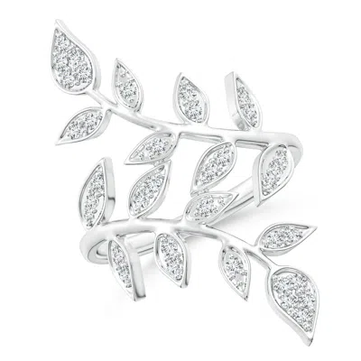 Angara Lab-grown Pave Set Diamond Olive Leaf Vine Ring In Metallic