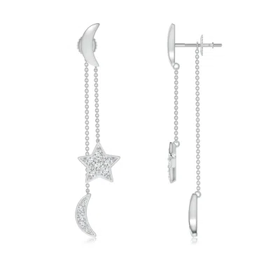 Angara Lab-grown Pave-set Diamond Star And Moon Front-back Dangle Earrings In Metallic