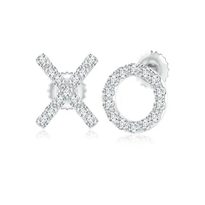 Angara Lab-grown Pave-set Diamond Xo Stud Earrings In Metallic