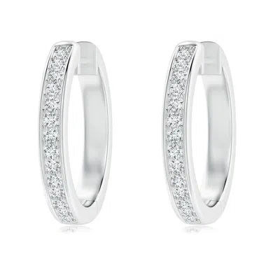 Angara Lab-grown Pave-set Round Diamond Hinged Hoop Earrings In Metallic