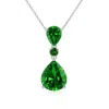 Angara Lab-grown Pear And Round Emerald Three Stone Pendant In White Gold/rich Green