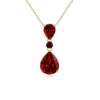 Angara Lab-grown Pear And Round Ruby Three Stone Pendant In Yellow Gold/deep Rich Red