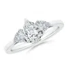 Angara Lab-grown Pear And Trillion Diamond Three Stone Reverse Tapered Shank Engagement Ring In White Gold/f-g