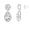 Angara Lab-grown Pear Diamond Halo Drop Earrings In White Gold/f-g