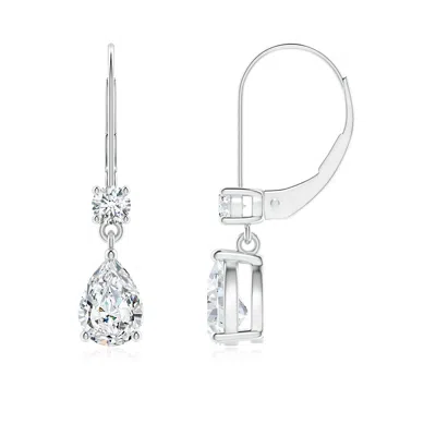Angara Lab-grown Pear Diamond Leverback Drop Earrings With Lab Diamond Accent In Metallic