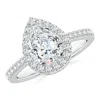 Angara Lab-grown Pear Diamond Ring With Halo In White Gold/f-g
