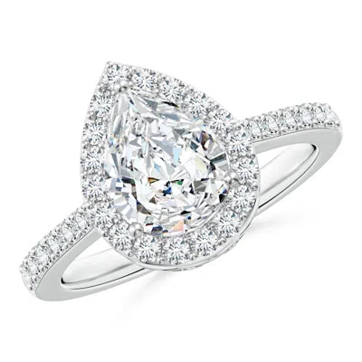 Angara Lab-grown Pear Diamond Ring With Halo In Metallic