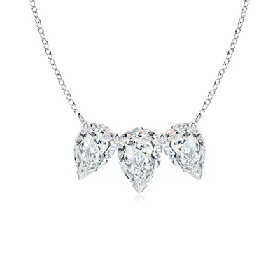 Angara Lab-grown Pear Diamond Three Stone Pendant In Metallic