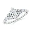 Angara Lab-grown Pear Shape Diamond Side Stone Engagement Ring With Diamonds In White Gold/f-g