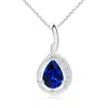 Angara Lab-grown Pear-shaped Blue Sapphire And Diamond Loop Pendant In White Gold/deep Rich Blue