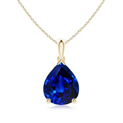 Angara Lab-grown Pear-shaped Blue Sapphire Solitaire Pendant