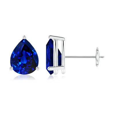 Angara Lab-grown Pear-shaped Blue Sapphire Stud Earrings