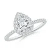 Angara Lab-grown Pear-shaped Diamond Classic Halo Engagement Ring In White Gold/f-g
