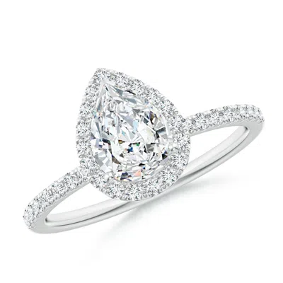 Angara Lab-grown Pear-shaped Diamond Classic Halo Engagement Ring In Metallic