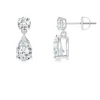 Angara Lab-grown Pear-shaped Diamond Drop Earrings In White Gold/f-g
