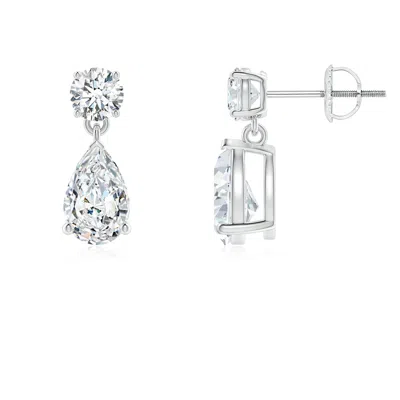 Angara Lab-grown Pear-shaped Diamond Drop Earrings In Metallic