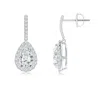Angara Lab-grown Pear-shaped Diamond Halo Dangle Earrings In White Gold/f-g