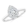 Angara Lab-grown Pear-shaped Diamond Halo Engagement Ring In Platinum/f-g