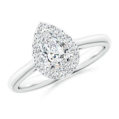 Angara Lab-grown Pear-shaped Diamond Halo Engagement Ring In Metallic