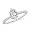 Angara Lab-grown Pear-shaped Diamond Hidden Halo Engagement Ring In White Gold/f-g