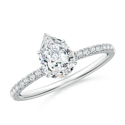 Angara Lab-grown Pear-shaped Diamond Hidden Halo Engagement Ring In Metallic
